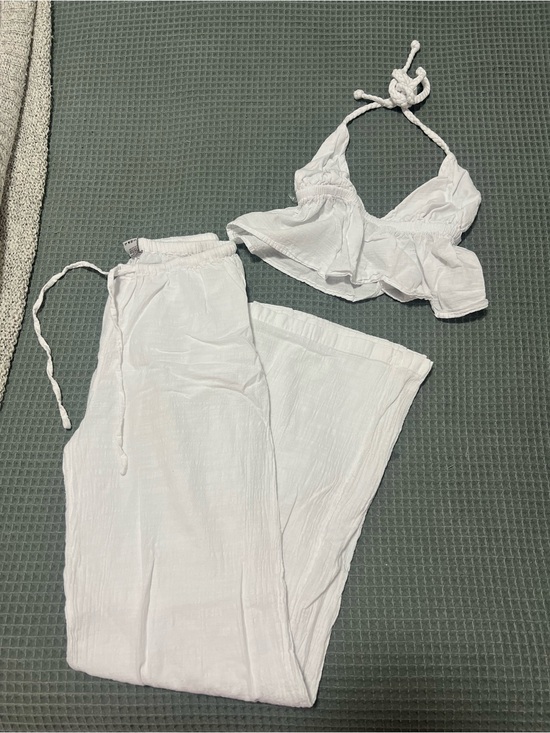 Blanco By Nature Pants - White Wide Leg Drawstring Pants - Lightweight Summer Style